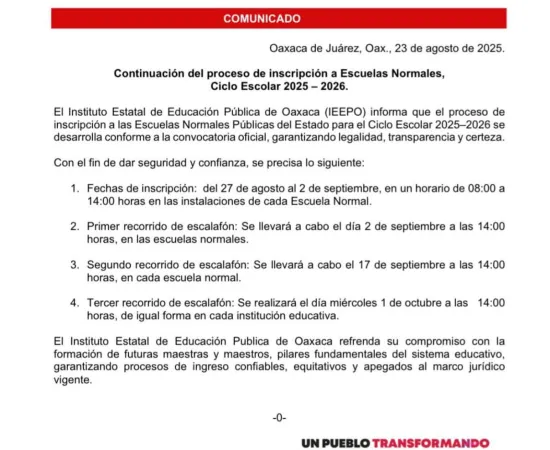 Continúa proceso de inscripción a las escuelas normales para el ciclo escolar 2025-2026