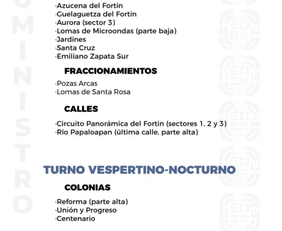Agenda del suministro de agua potable para este sábado 