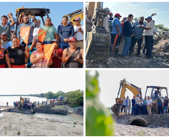 Miguel Quetu construye compuerta en Laguna Santa Cruz 