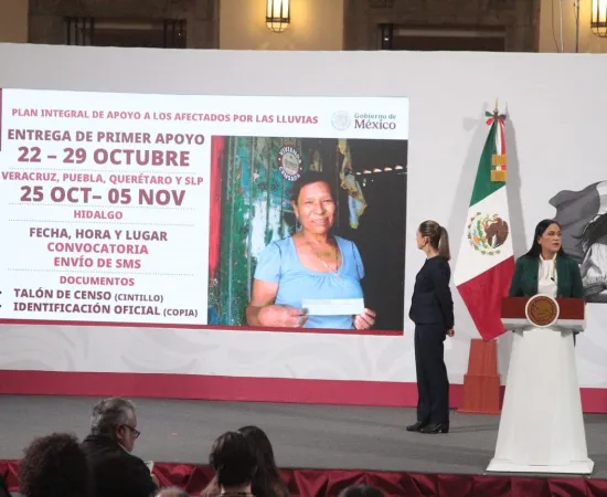  Anuncia Presidenta inversión inicial de 10 mmdp en apoyos directos a damnificados por las lluvias