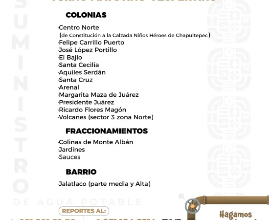 Agenda del suministro de agua potable 