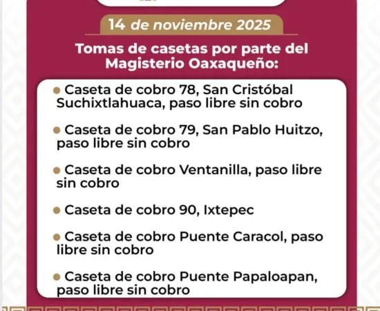 Casetas de cobro son tomadas por magisterio