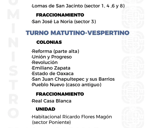 Agenda del suministro de agua potable para este sábado 