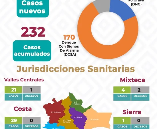 Registra Oaxaca 13 casos nuevos de Dengue 