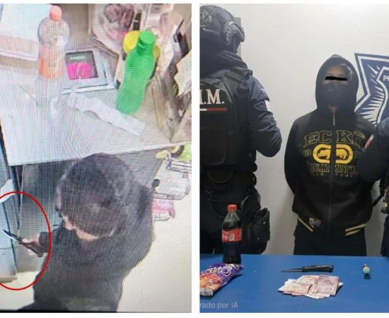 Elementos de la Policía Municipal de Santa Lucía del Camino, detuvieron a un hombre identificado como Emmanuel, señalado por presuntamente asaltar una tienda de abarrotes ubicada sobre la avenida Ferrocarril, donde habría amagado con un arma blanca a la encargada del establecimiento.  De acuerdo con información oficial, tras la detención se realizó un comparativo fotográfico y de datos que permitió identificar que el individuo coincide con el sujeto reportado en al menos cuatro robos a tiendas OXXO en la zo