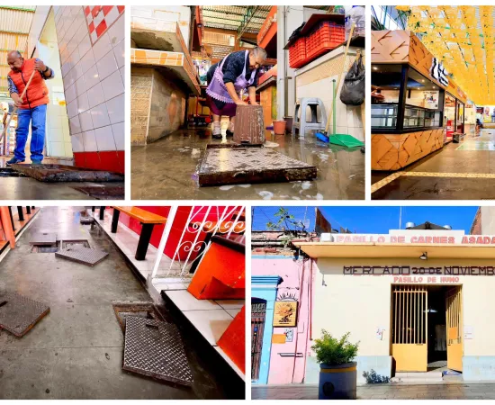 Municipio capitalino refuerza acciones de desazolve en el Mercado 20 de Noviembre