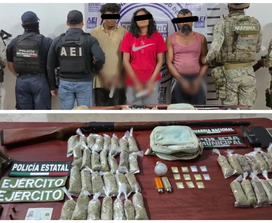 Tras cateos en Pinotepa Nacional: detienen a tres personas, aseguran drogas y armas de fuego