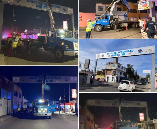 Completan instalación de estructura del nuevo Arco de Seguridad "Norte III" en Santa Lucía del Camino