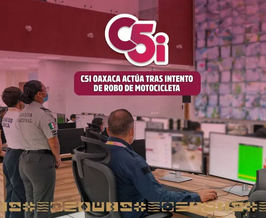 Apoya C5i Oaxaca en el aseguramiento de dos personas por presunto intento de robo de motocicleta