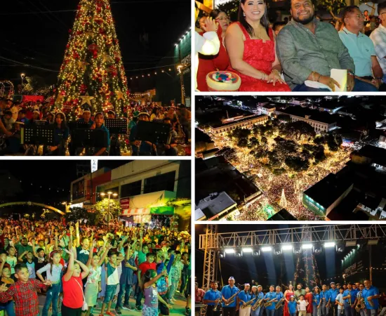 La magia de diciembre llega a Juchitán con el encendido de su árbol navideño 