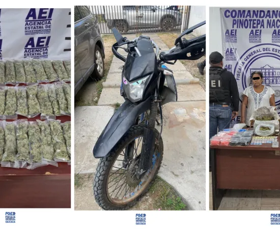 Durante cateos en Pinotepa Nacional, aseguran: drogas y detienen a dos personas por narcomenudeo¨