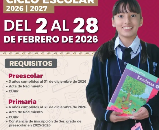 Reinscripciones de educación básica para ciclo escolar 2026-2027 serán del 2 al 28 de febrero: IEEPO