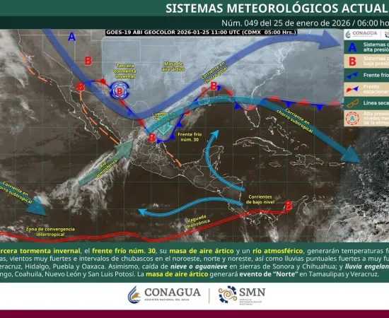 Pronostican tiempo inestable y descenso de temperaturas por frente frío número 30
