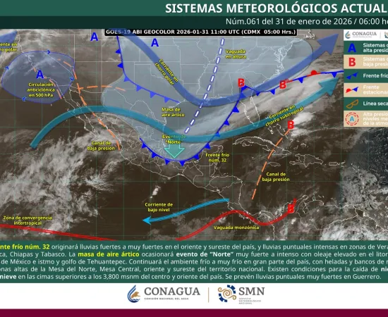 Pronostican inestabilidad, lluvias y fuertes vientos por frente frío número 32 en Oaxaca: Protección Civil