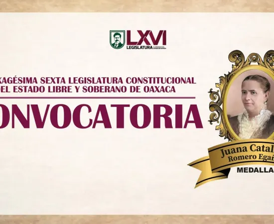 Convoca Congreso local a postular mujeres destacadas para la entrega de la Medalla “Juana Catalina Romero Egaña” 2026