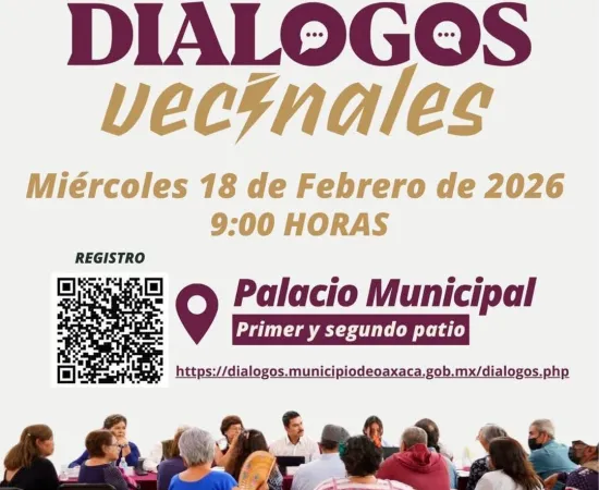 ¡Te esperamos este miércoles! Súmate a los Diálogos Vecinales en Palacio Municipal!