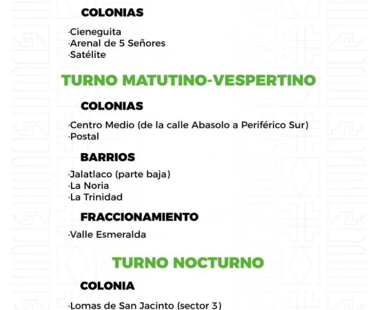 Agenda del suministro de agua potable para este sábado 