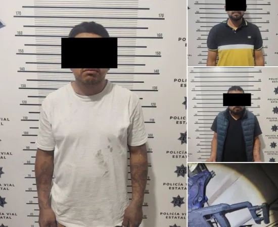 Asegura Policía Vial Estatal a 3 hombres con réplica de arma en la capital del estado