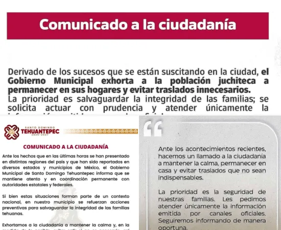 Municipios del Istmo llaman a la calma tras hechos violentos de grupos delincuenciales 