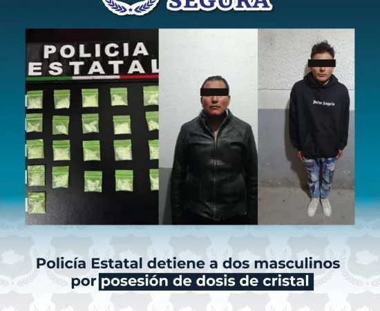 Detiene Policía Estatal a dos masculinos con presunta dosis de cristal en Santa Cruz Xoxocotlán