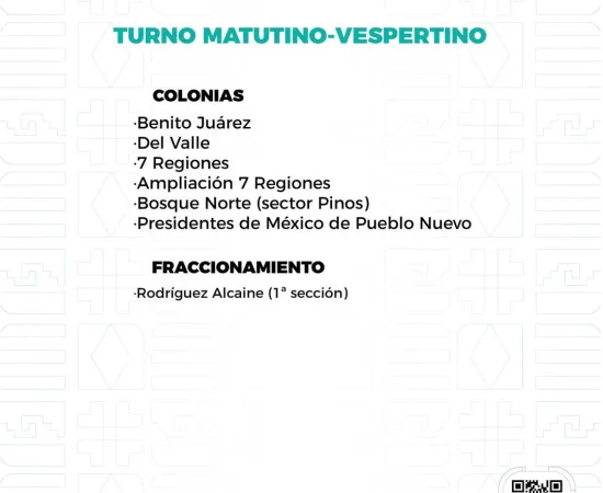 Agenda del suministro de agua potable para este martes 