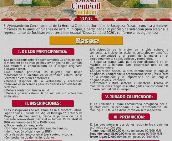 Abren Convocatoria para la Diosa Centéotl 2026