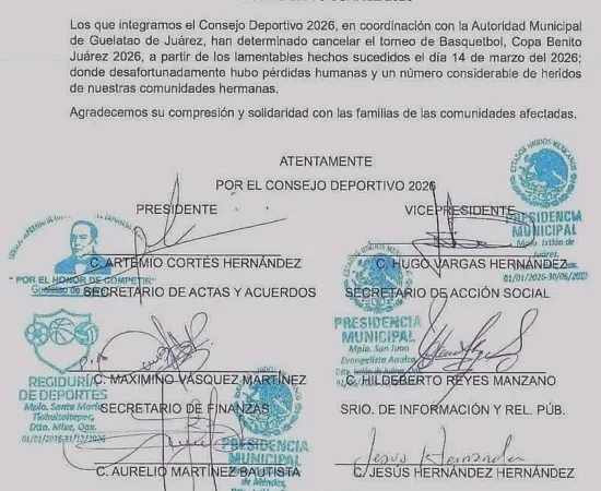 Cancelan Copa Benito Juárez 2026 en Guelatao