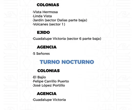 Agenda del suministro de agua potable para este jueves 