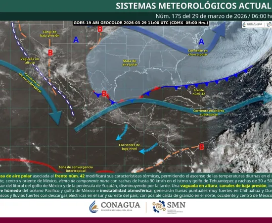 Frente frío número 42 provocará lluvias, vientos fuertes y descenso térmico en Oaxaca 