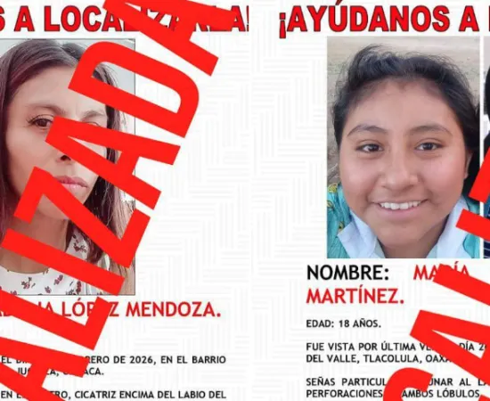 Localizan a dos mujeres reportadas como no localizadas en Oaxaca