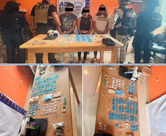 Catean punto de venta de cristal, detienen a tres personas originarias de Veracruz y Campeche