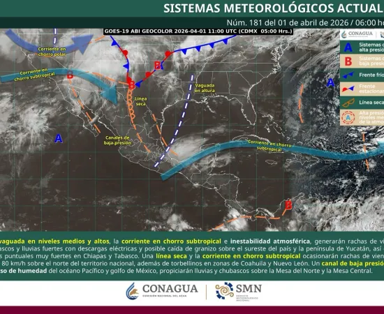 Se esperan tormentas, rachas fuertes de viento y posible caída de granizo en Oaxaca