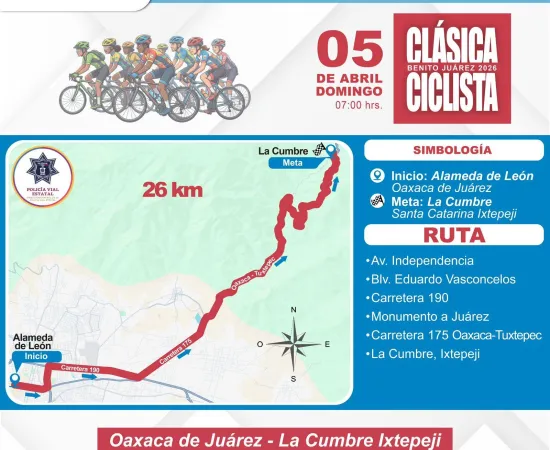 Anuncia Policía Vial Estatal dispositivo para Clásica Ciclista “Benito Juárez” 2026