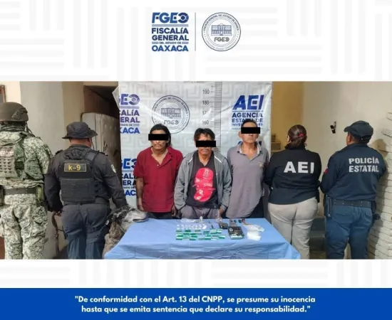 Durante cateo en San Pablo Etla, detienen a tres por narcomenudeo 