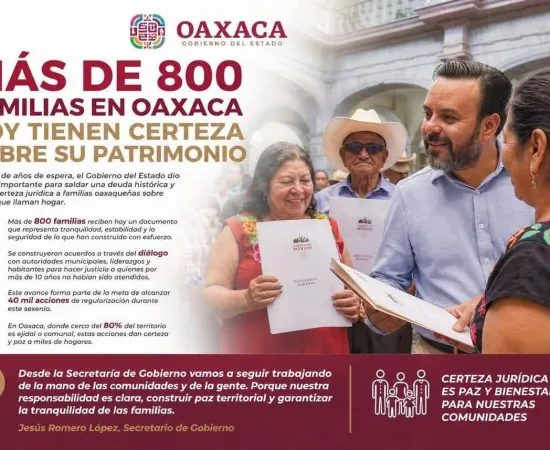 Entregan más de 800 títulos de propiedad en Oaxaca