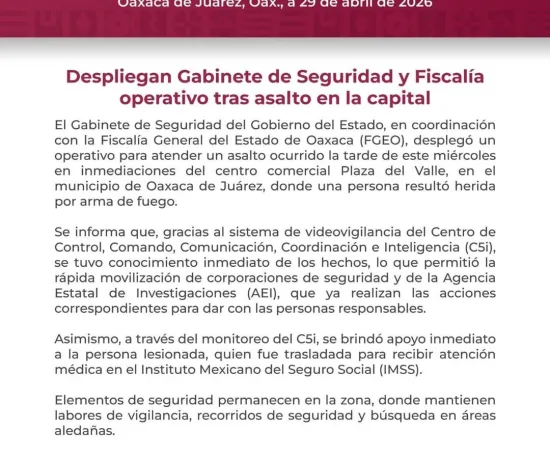 Despliegan Gabinete de Seguridad y Fiscalía operativo tras asalto en la capital