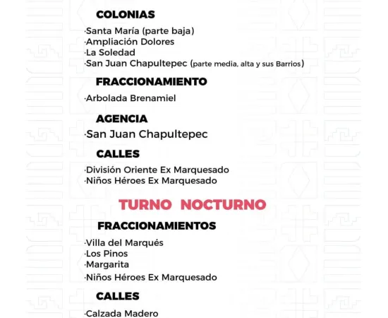 Agenda del suministro de agua potable para este sábado 