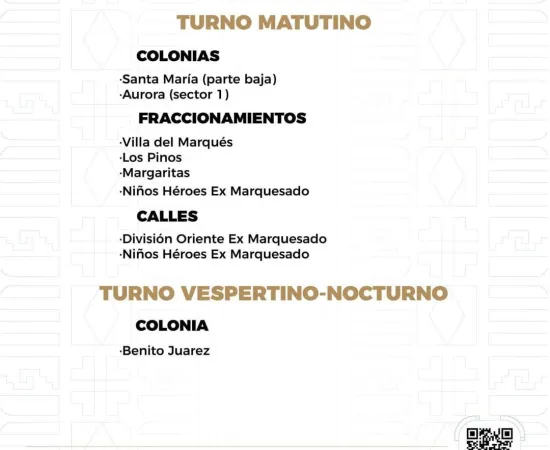 Agenda del suministro de agua potable para este domingo 