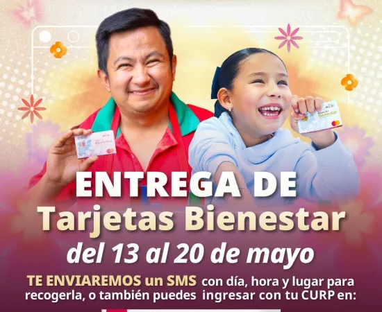 Bienestar realiza del 13 al 20 de mayo, la entrega de tarjetas de la Pensión para Personas con Discapacidad 