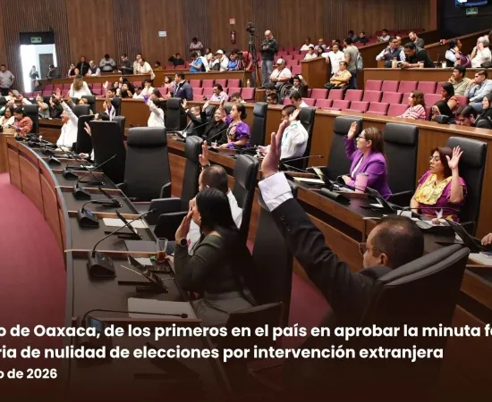 Congreso de Oaxaca, de los primeros en el país en aprobar la minuta federal en materia de nulidad de elecciones por intervención extranjera
