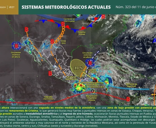 Remanentes de humedad de Cristina favorecerán lluvias en Oaxaca