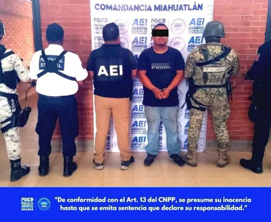 Ejecuta Fiscalía de Oaxaca orden de aprehensión por tentativa de feminicidio ocurrido en Miahuatlán de Porfirio Díaz