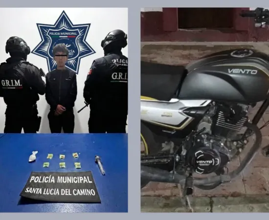 Cayó en Santa Lucía del Camino con motocicleta robada y droga