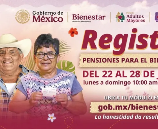 Del 22 al 28 de junio se realiza el registro a las Pensiones para Adultos Mayores y Mujeres Bienestar: Leticia Ramírez