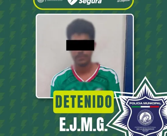 Policía Municipal de Oaxaca de Juárez detiene a una persona por el presunto delito de violencia familiar