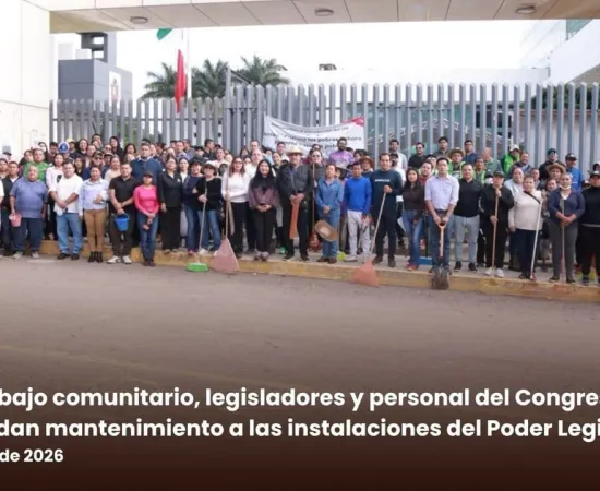 Con trabajo comunitario, legisladores y personal del Congreso del Estado dan mantenimiento a las instalaciones del Poder Legislativo