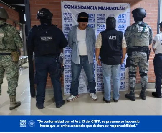 Por intento de homicidio con disparos de arma de fuego, FGEO ejecuta orden de aprehensión en la Sierra Sur