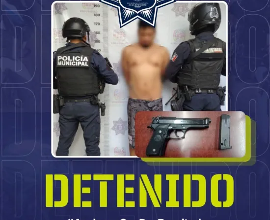 Detienen a una persona por el presunto delito de portación de arma de fuego en Oaxaca de Juárez