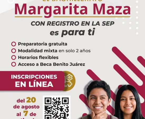 Estudia gratis en Xoxocotlán; continúan inscripciones al Bachillerato Nacional Margarita Maza