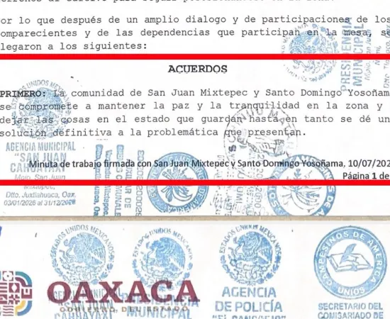 Yosoñama y Mixtepec vuelven a tensar conflicto a pesar de haber firmado acuerdo de paz ante la SEGO